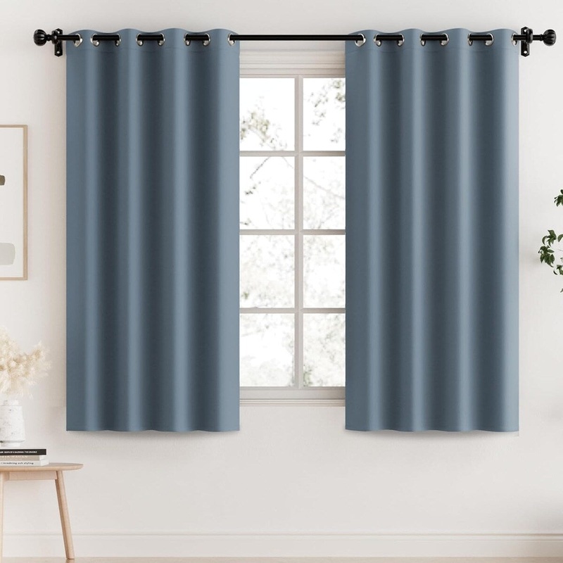 100% Blackout Curtains for Bedroom Thermal Insulated Blackout Curtains 54 inch Length Heat and Full Light Blocking Curtains