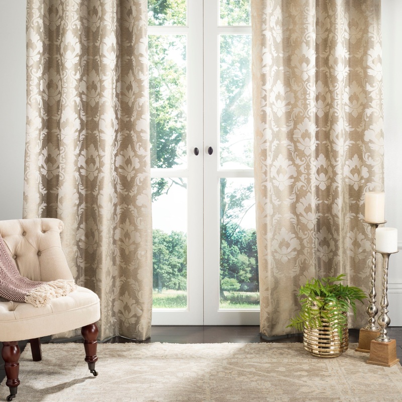 SAFAVIEH Dziana Beige Single Curtain Panel - 52" W x 96" L - 52Wx96L
