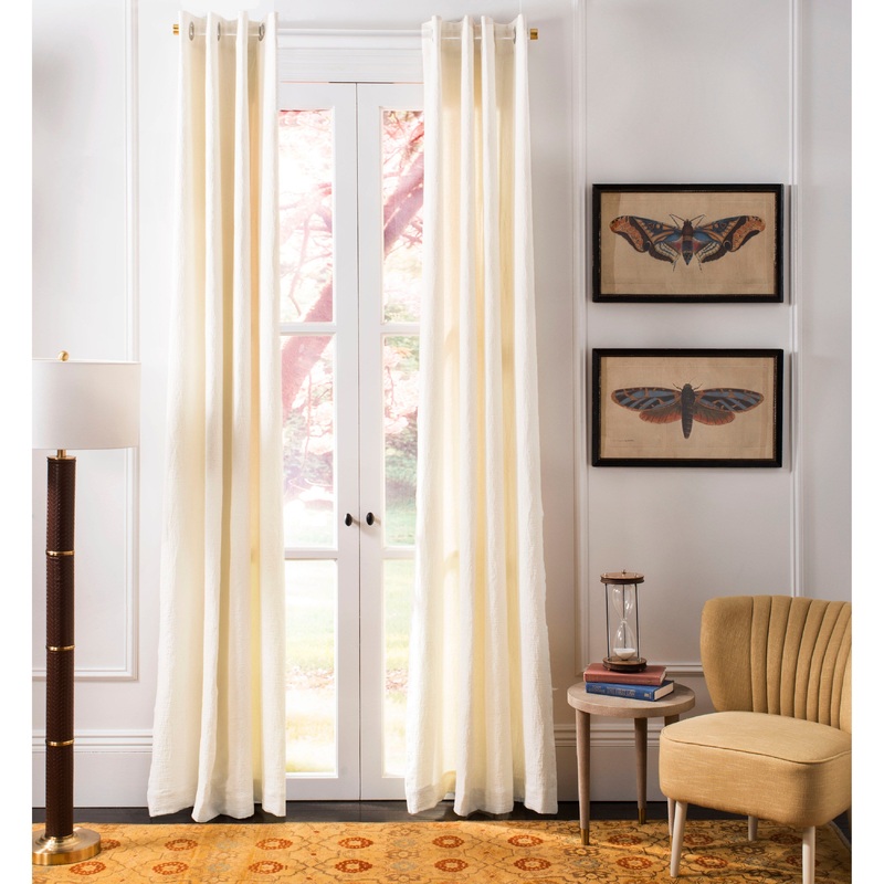 SAFAVIEH Mergime Ivory 84 Inch Single Curtain Panel - 52" W x 84" L - 52Wx84L