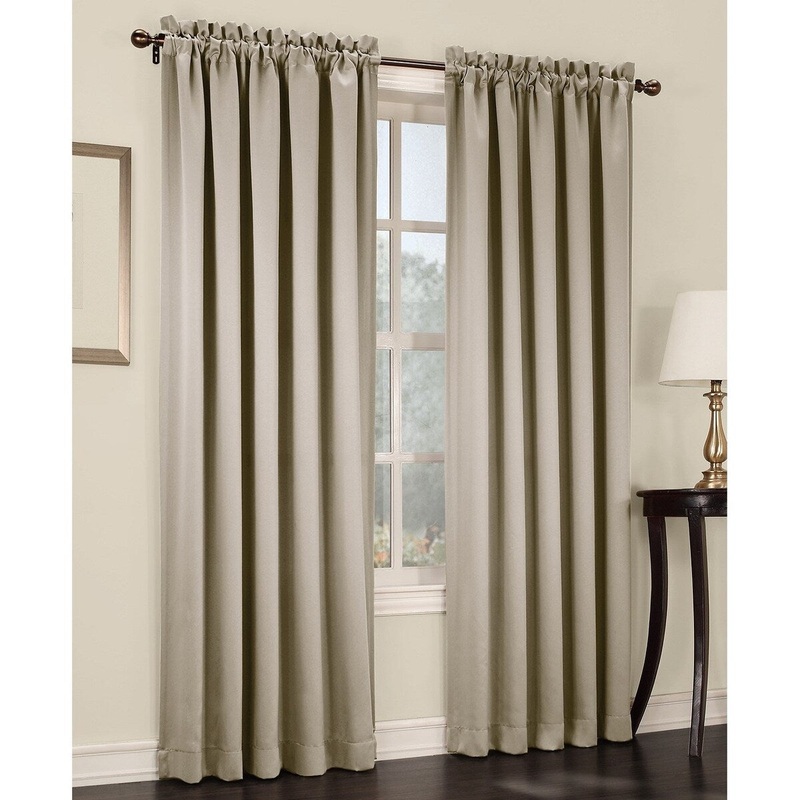 Sun Zero Barrow Energy Efficient Grommet Curtain Panel 54" x 63" Stone - Beige - 54" X 63"