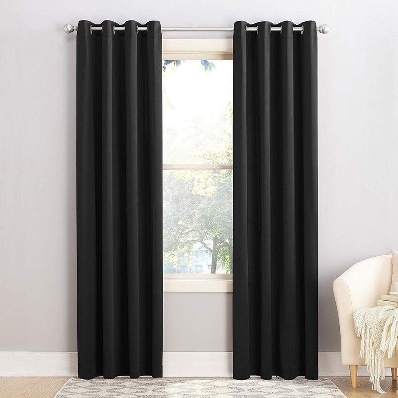 Sun Zero Barrow Energy Efficient Grommet Curtain Panel 54" x 95" Black - 54" x 95"