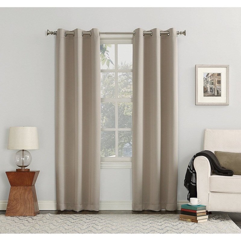 Sun Zero Easton Blackout Energy Efficient Curtain Panel, 40" x 63", Stone - 40x63