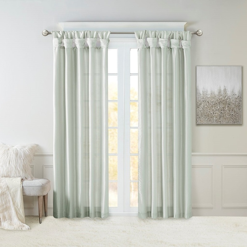 Twist Tab Lined Window Curtain Panel Dusty Aqua 50x120"