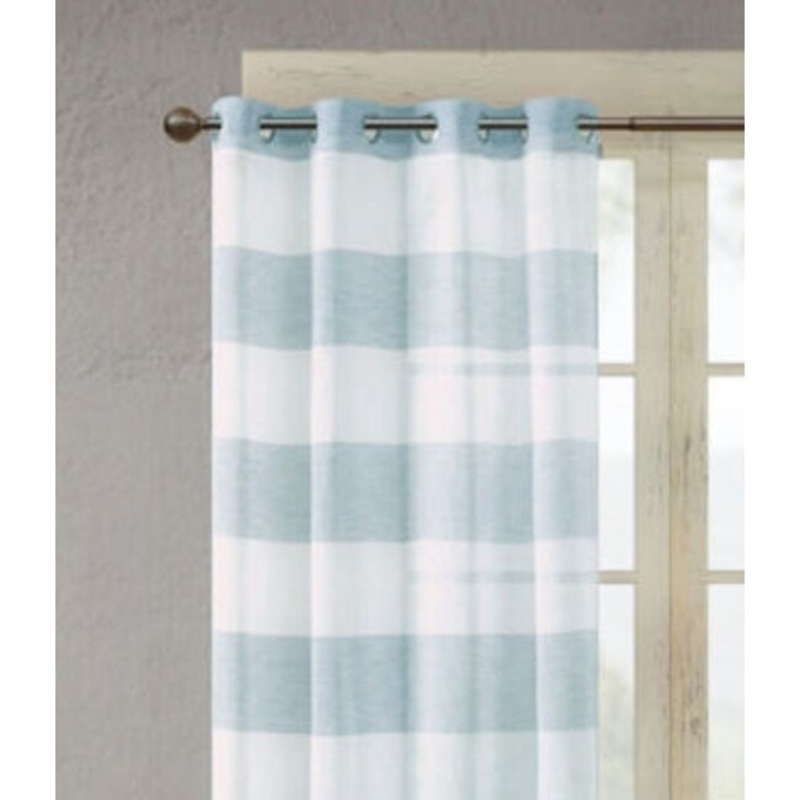 Urban Habitat Yarn Dyed Woven Sheer Window Curtain Pane 50X95-Blue