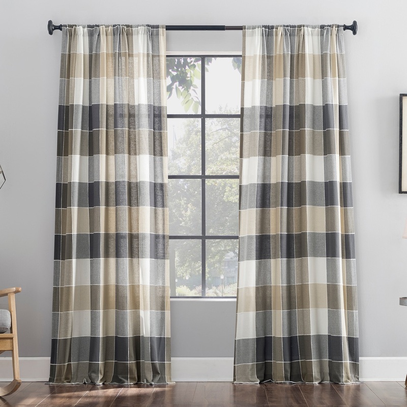 Archaeo Colorblock Plaid Cotton Curtain, Single Panel