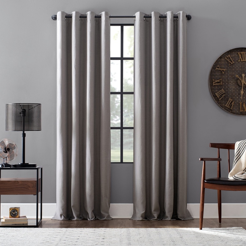 Archaeo Linen Blend Blackout Grommet Top Curtain, Single Panel