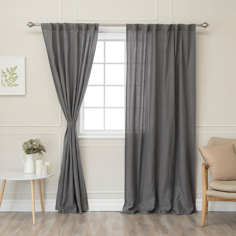 Aurora Home 100% Linen Back Tab Curtain Set