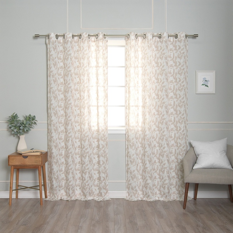 Aurora Home Opaque Beige Leaf Curtains