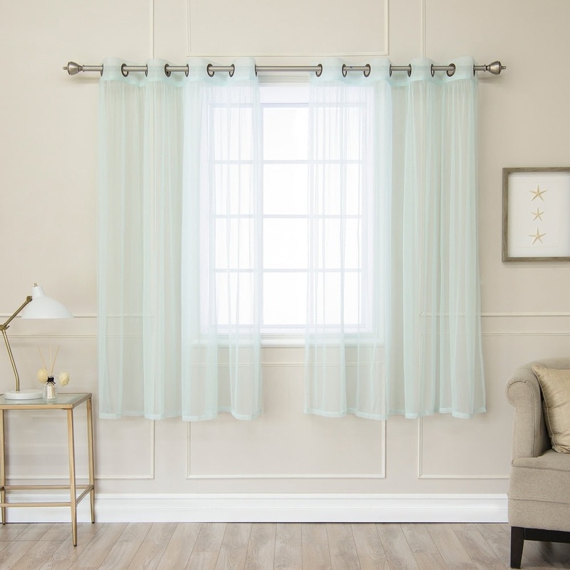 Aurora Home Pastel Tulle Lace Curtain Panel Pair