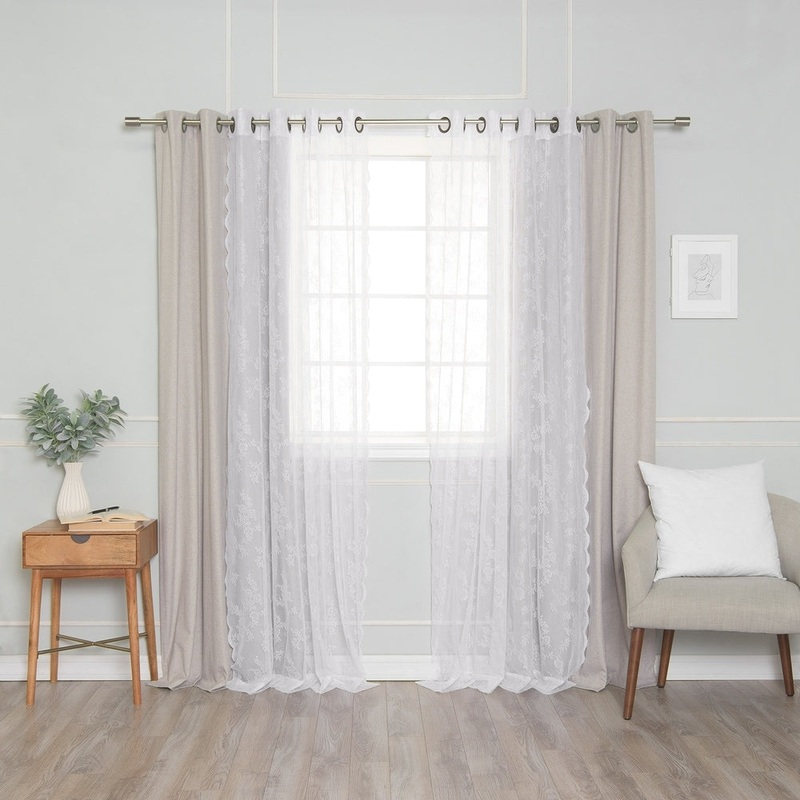 Aurora Home Rose Sheers & Blackout Curtains - Set of 4 Panels