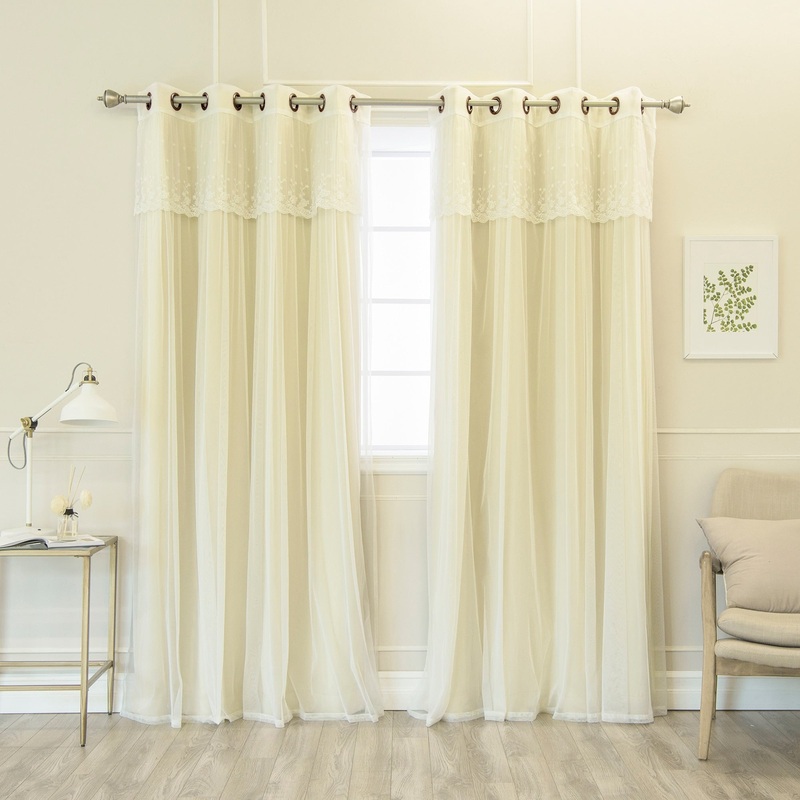 Aurora Home Tulle Sheer with Attached Valance & Blackout Mix & Match