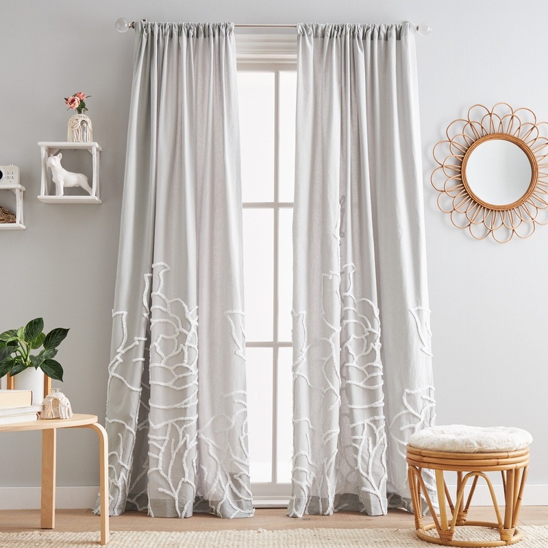 Chenille Rose Poletop Panel Pair
