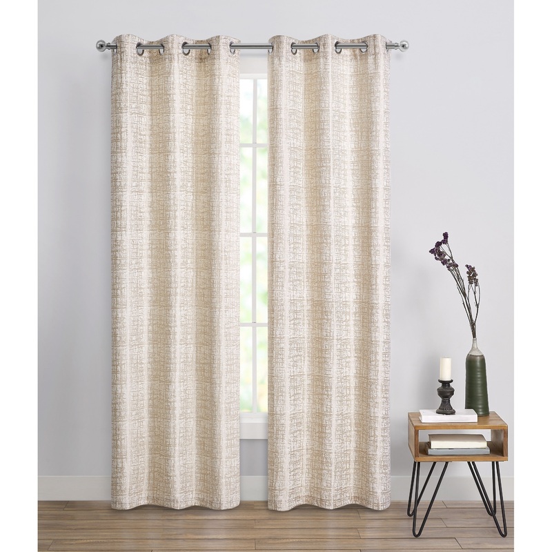 Tahari Emilia 2-Piece Champagne Lined Grommet Curtain Panel Set - 76" x 84"