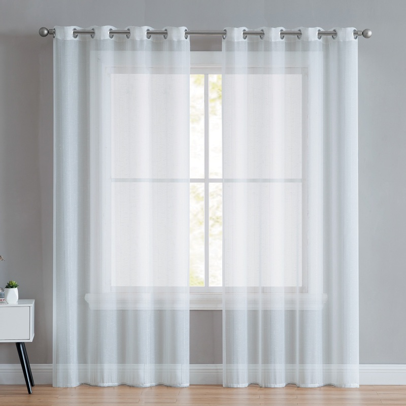 VCNY Home Martina 2-Piece White Metallic Grommet Sheer Curtain Panel Set