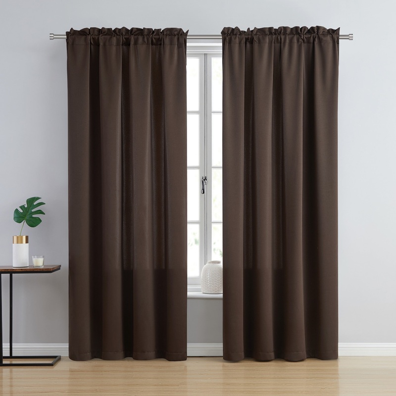 VCNY Home Melrose Brown Solid Rod Pocket Blackout Curtain Panel - 54" x 84"