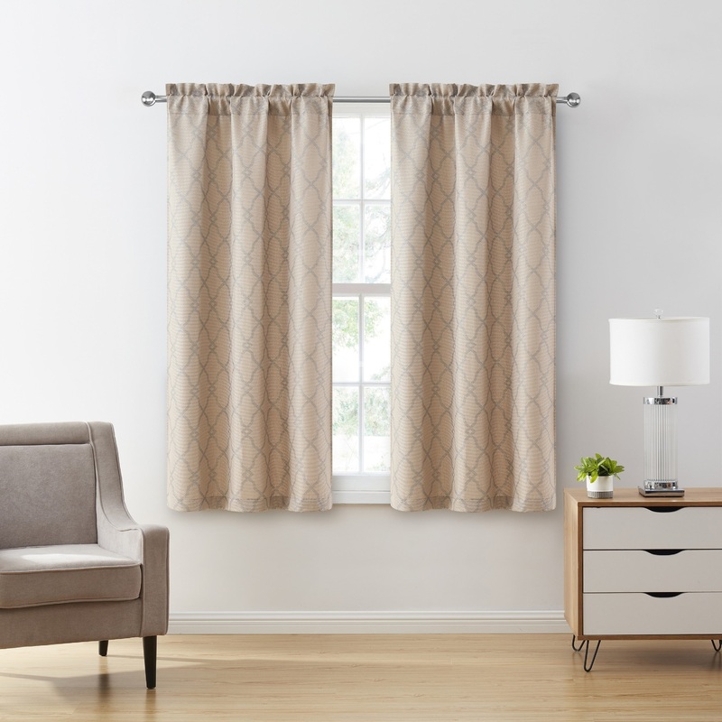 VCNY Home Smith Burgundy Geometric Rod Pocket Curtain Panel Set