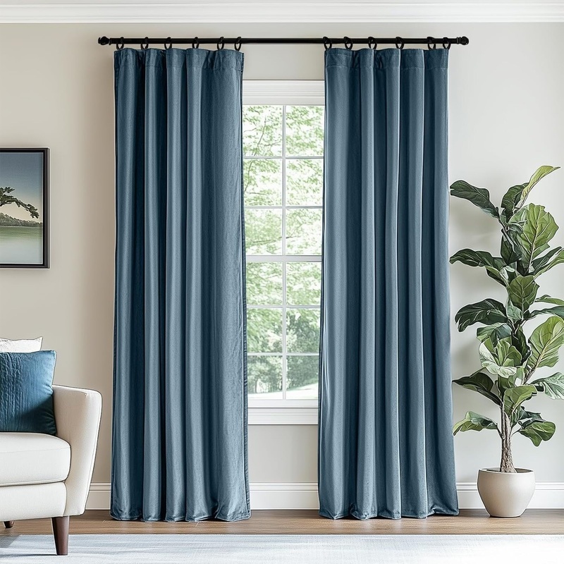2 Panels Living Room Bedroom Blackout Curtain Insulation Rod Bag