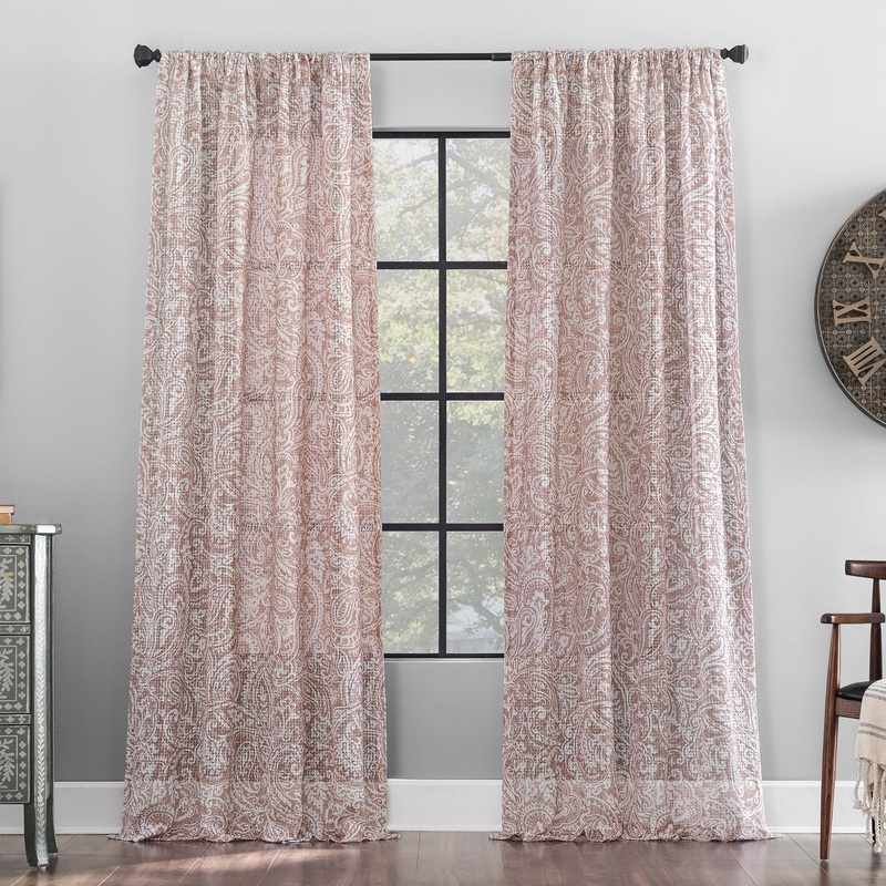 Archaeo Paisley Waffle Weave Cotton Blend Curtain, Single Panel