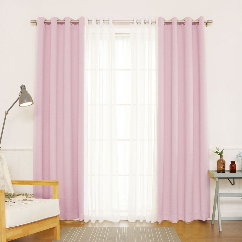 Aurora Home Mix & Match Blackout and Muji Sheer 4 Piece Curtain Panel Set - 52"W x 84"L