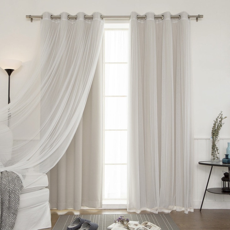 Aurora Home Mix & Match Blackout Lace 4-piece Curtain Panel Set