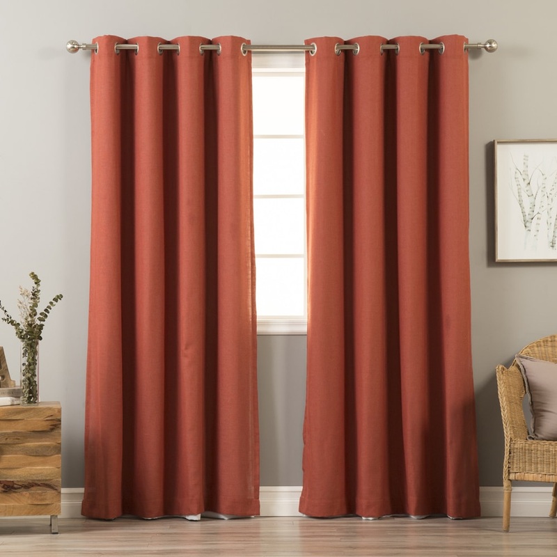 Aurora Home Mix & Match Linen Blend and White Blackout 4 Piece Curtain Panel Set - 52 x 84 - 52 x 84