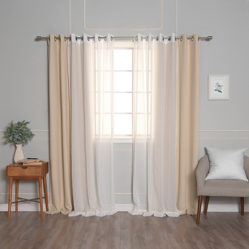 Aurora Home Mix & Match Sheer Thin Stripe & Blackout Grommet Curtains