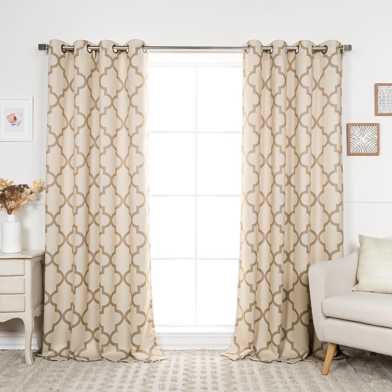 Aurora Home Moroccan Tile 108 Inch Room Darkening Curtain Panel Pair - 52 X 108