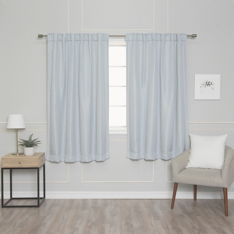 Aurora Home Rod Pocket Basketweave Blackout Curtain Panel Pair