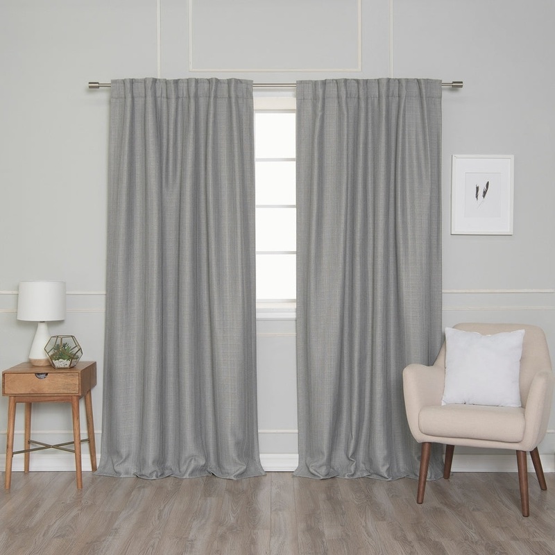 Aurora Home Rod Pocket Woven Lined Blackout Curtain Panel Pair