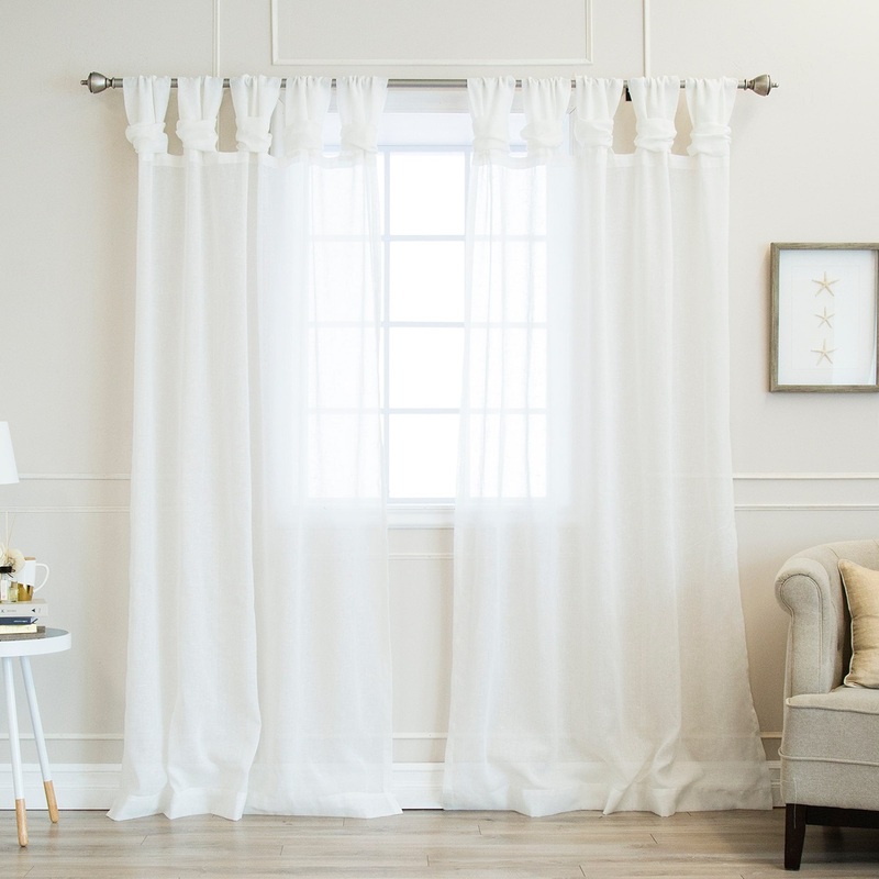 Aurora Home Twisted Tab Faux Linen Curtain Panel Pair - 52"W x 84"L