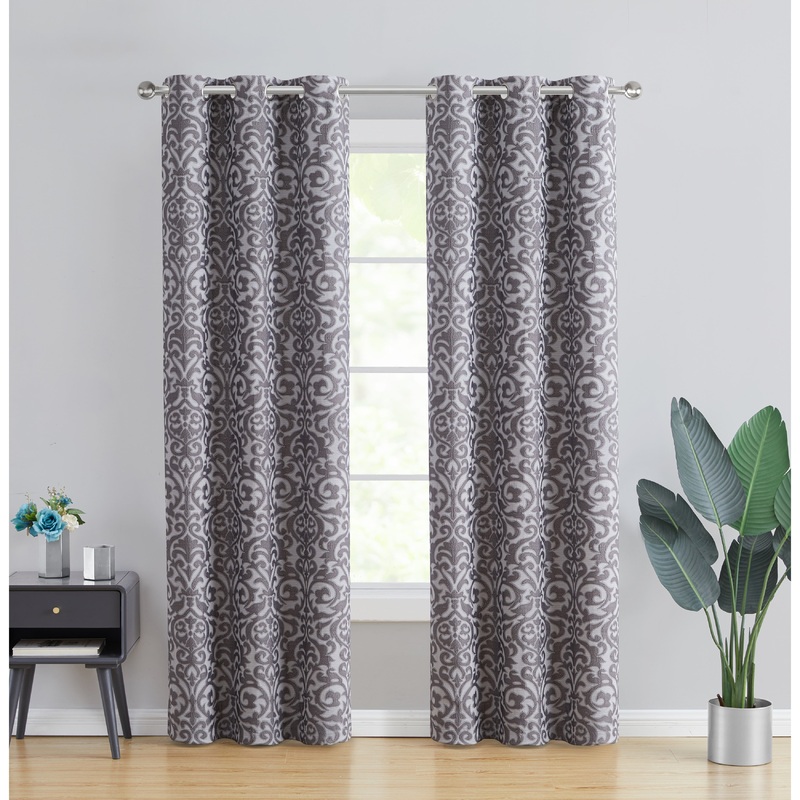 Tahari Home Asteria Damask Jacquard Blackout Curtain Panel Pair