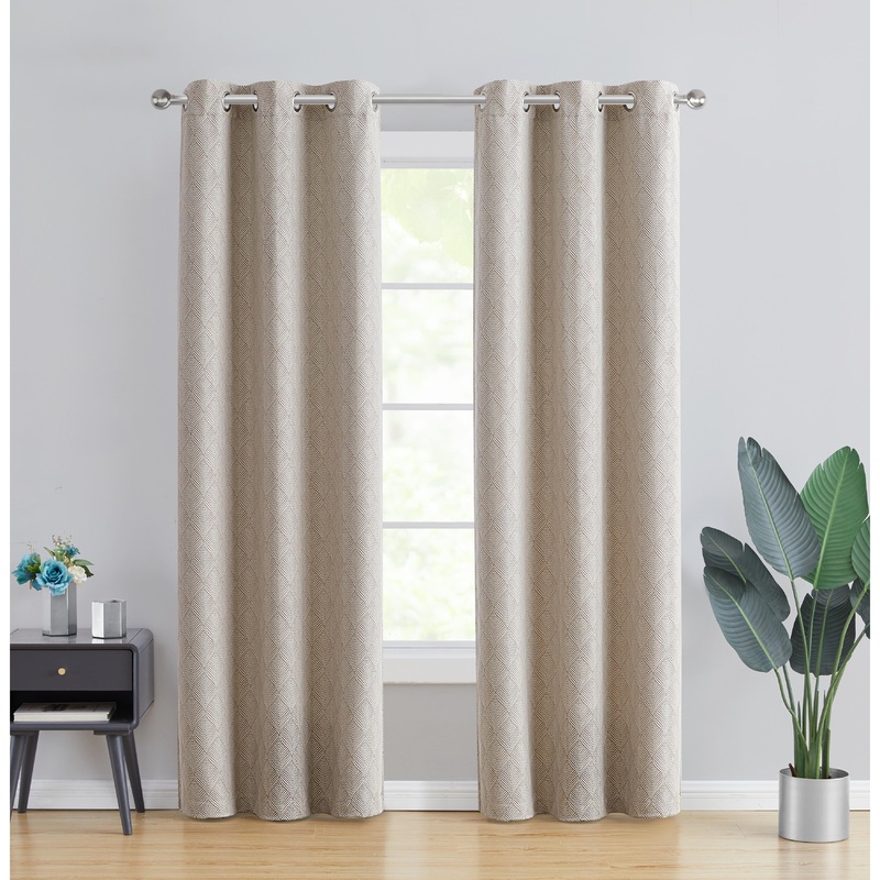 Tahari Home Galene Lustrous Leaf Jacquard Blackout Curtain Panel Pair