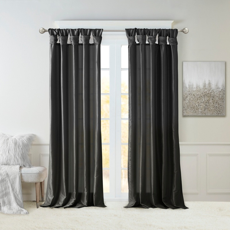 Twist Tab Lined Window Curtain Panel Black 50x120"
