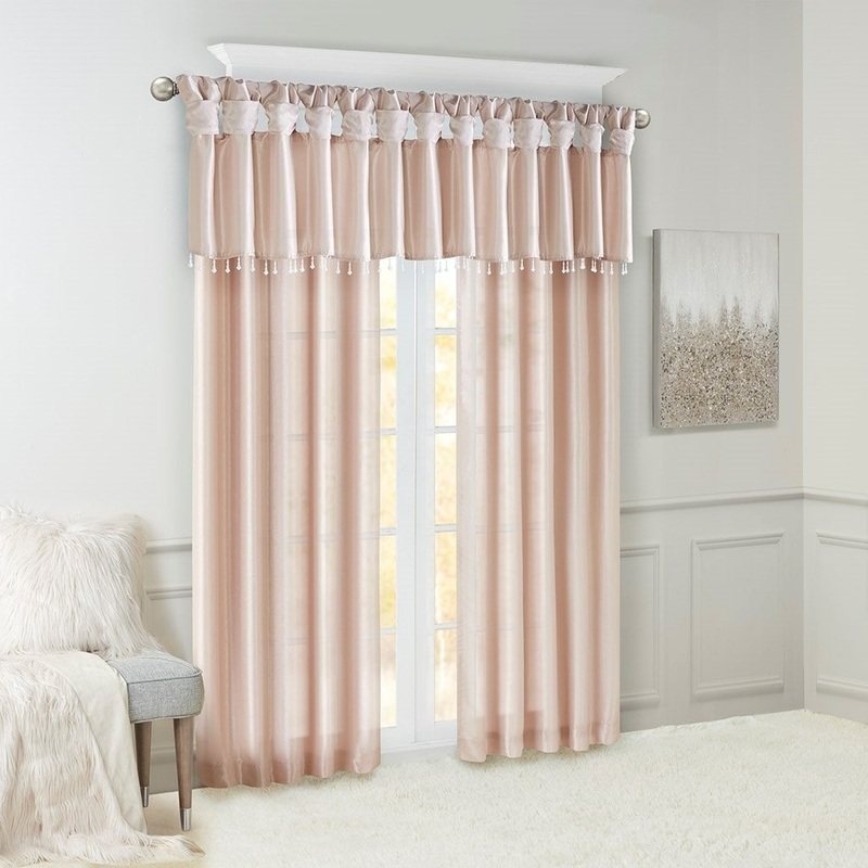 Twist Tab Lined Window Curtain Panel Blush 50x120"