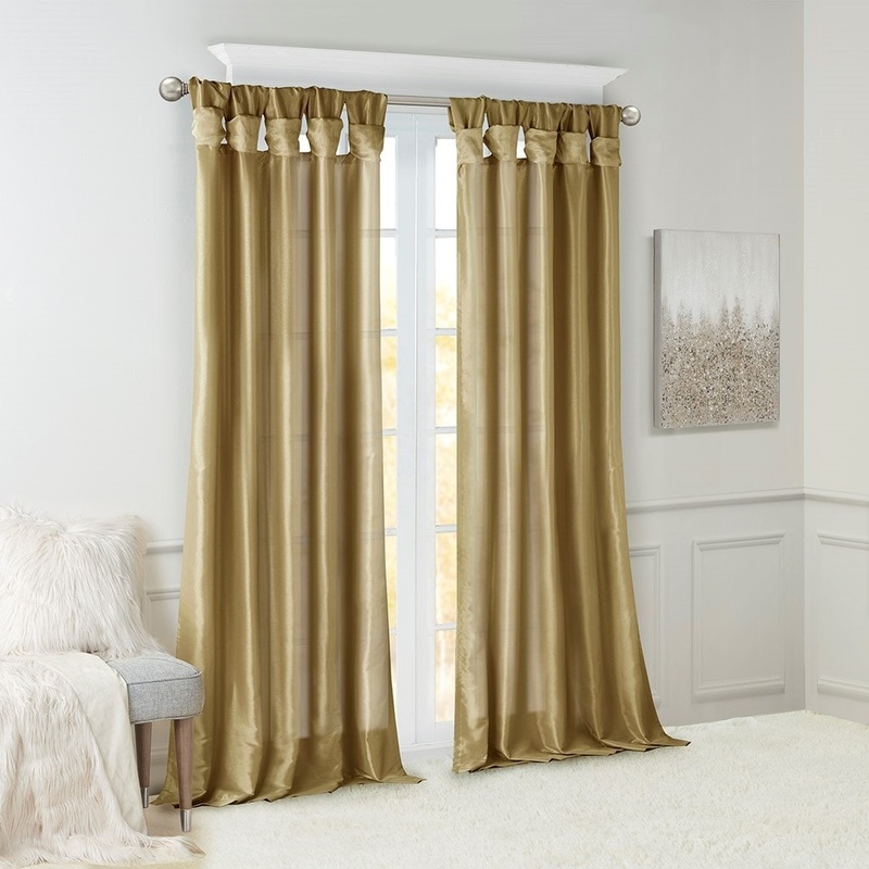 Twist Tab Lined Window Curtain Panel Bronze 50x120"