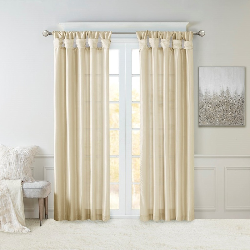 Twist Tab Lined Window Curtain Panel Champagne 50x120"