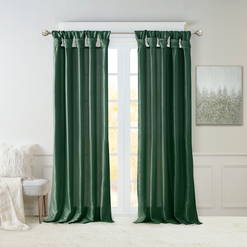 Twist Tab Lined Window Curtain Panel Green 50x95"