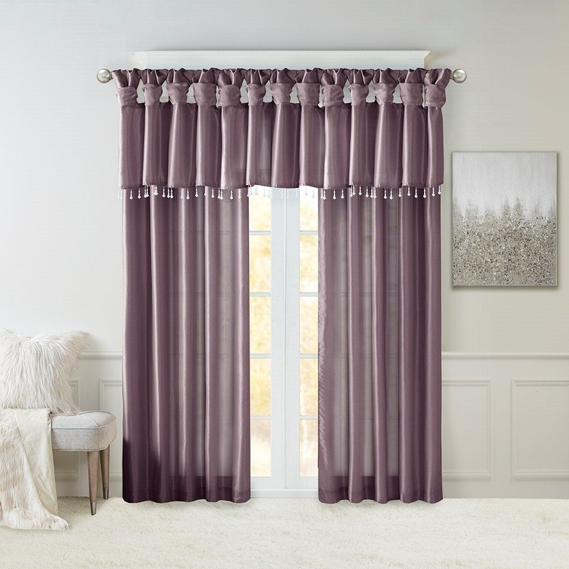 Twist Tab Lined Window Curtain Panel Purple 50x108"