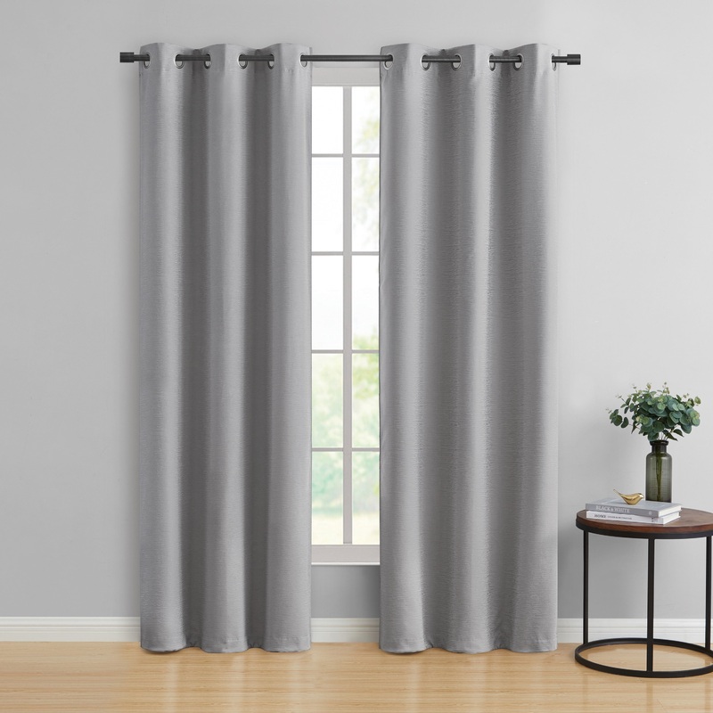 VCNY Home 2-Piece Reegis Solid Grey Grommet Blackout Curtain Panel Set - 76" x 84"