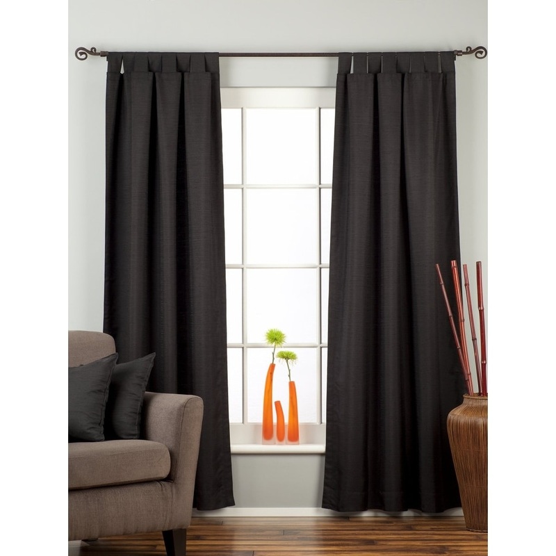 Black Tab Top Matka Raw Silk Curtain / Drape / Panel - Piece