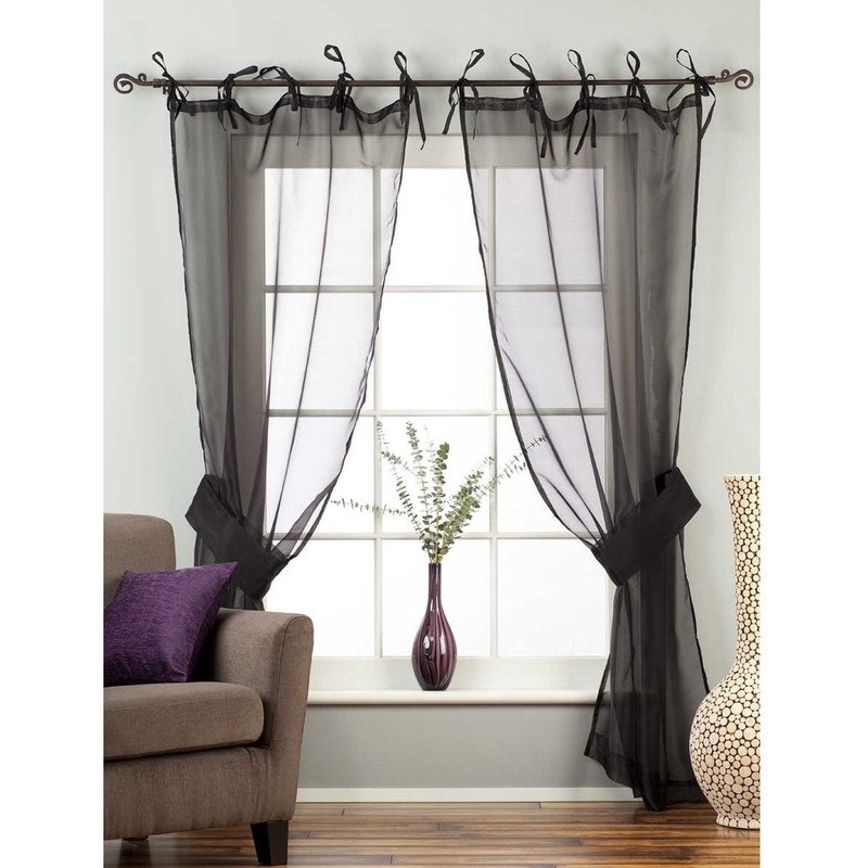 Sheer Voile Tissue Curtains Panels Drapes 2 Panels , 2 Tiebacks