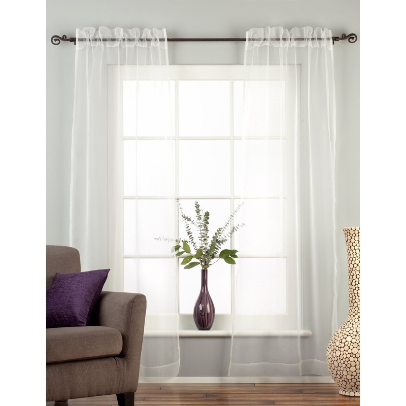 White - Rod Pocket Sheer Tissue Curtain Panel Drape - Piece