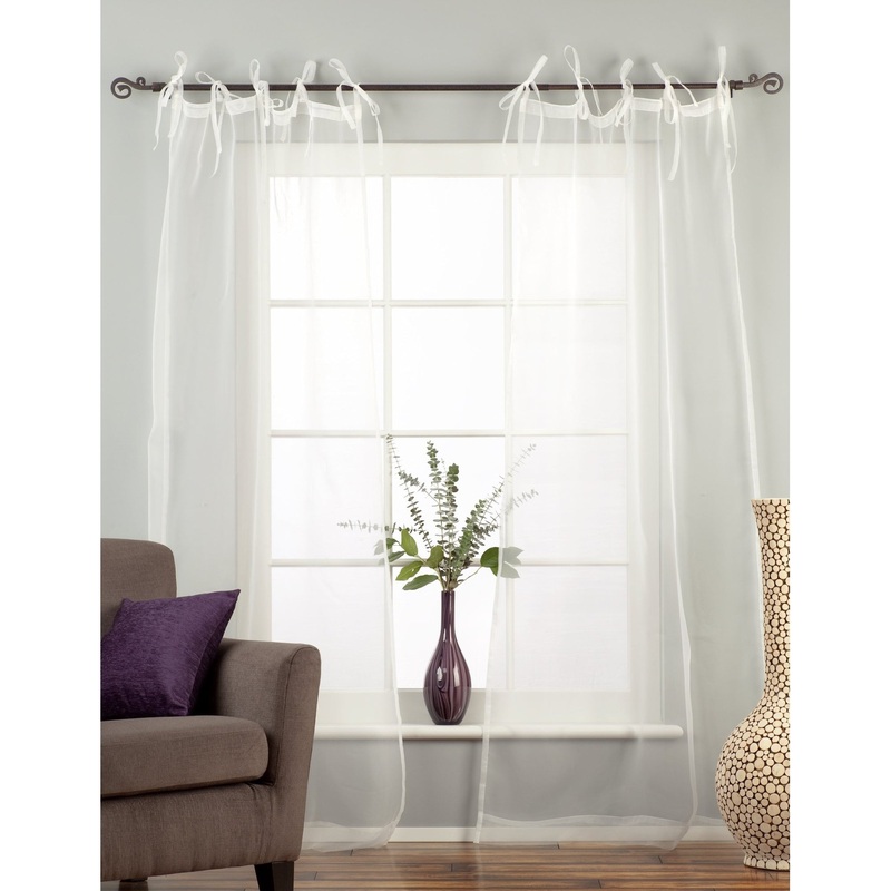 White Tie Top Sheer Tissue Curtain / Drape / Panel - 84" - Piece