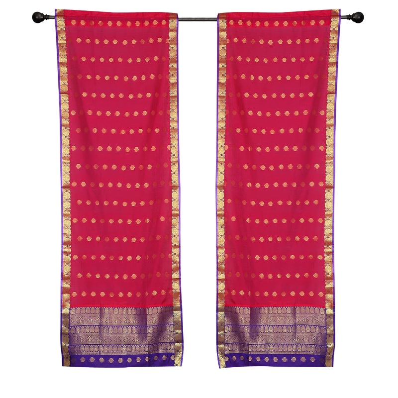 2 Bohemian Indian Sari Curtains Rod Pocket Living Room Decor Window Treatment