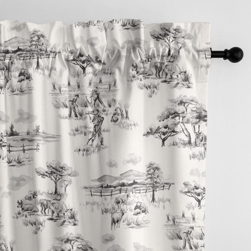 6ix Tailors Fine Linens Auclair Gray Pole Top Drapery Panel Pair - N/A