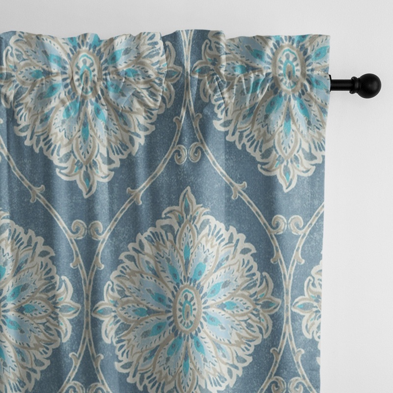 Bellamy Blue Pole Top Drapery Panel - Pair - N/A