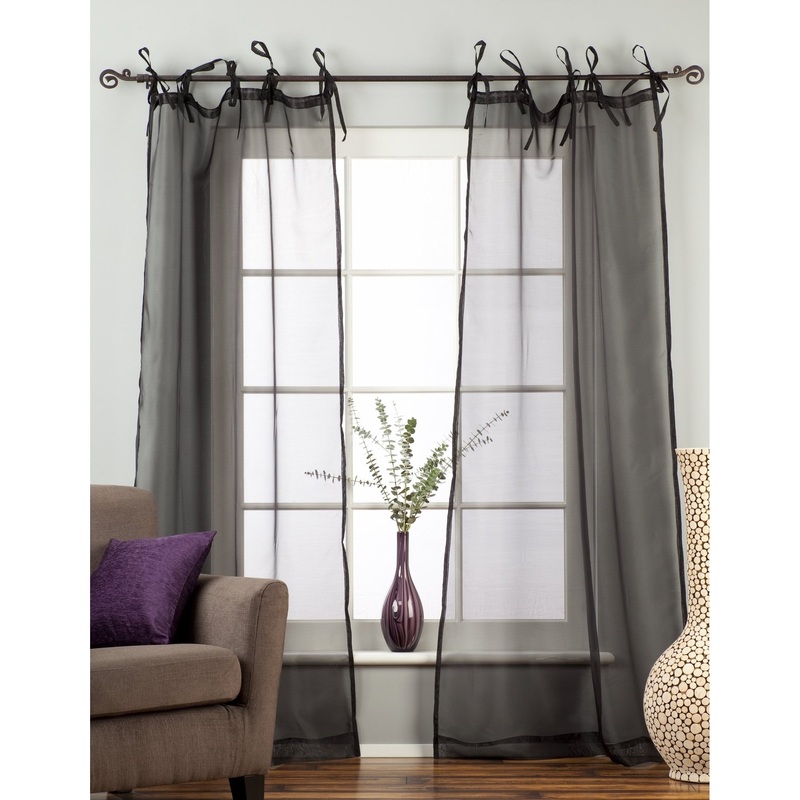 Black Tie Top Sheer Tissue Curtain / Drape / Panel - 84" - Piece