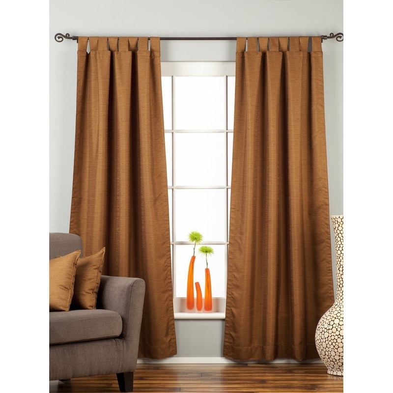 Brown Tab Top Matka Raw Silk Curtain / Drape / Panel - Piece
