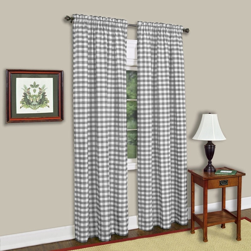 Buffalo Check Grey Cotton-blend Window Curtain Panel