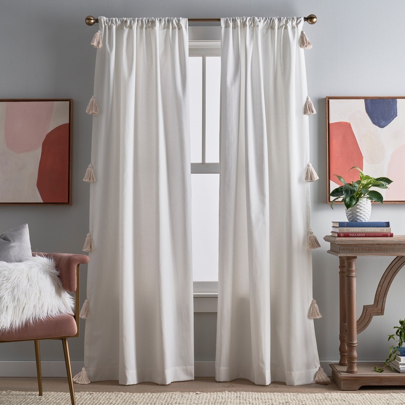 Chunky Tassel Poletop Curtain Panel Pair